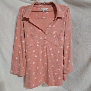 Coral Bay Pink With Flower Print 80%Cotton 20%Polyester Size XL